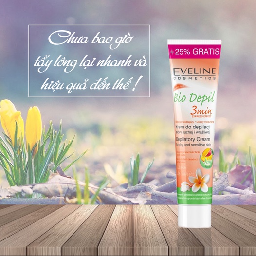 Kem tẩy lông Eveline Bio Depil 3 vùng hương xoài 125ML