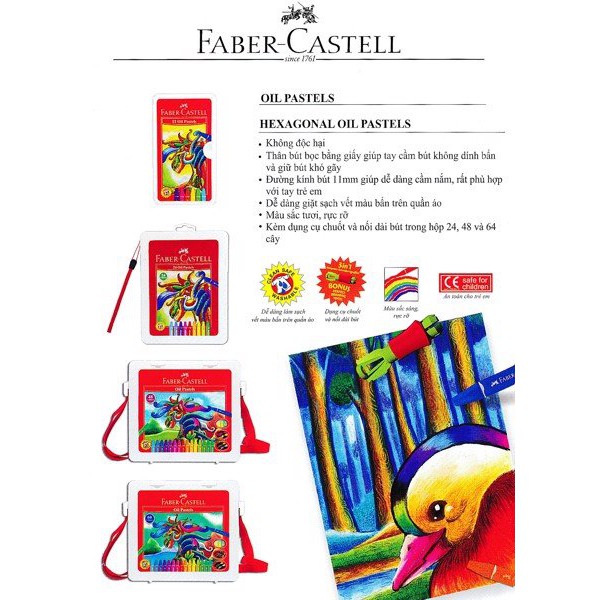 [48/60/72 Màu] Màu Sáp Dầu Faber-Castell Oil Pastel + Chuốt và Dụng Cụ Nối Dài