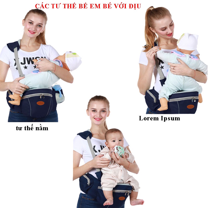 [Giảm Giá Sock] Địu cao cấp cho bé địu em bé thiết kế tối giản trang bị dây đeo vai trợ lực và đai an toàn thoáng khí