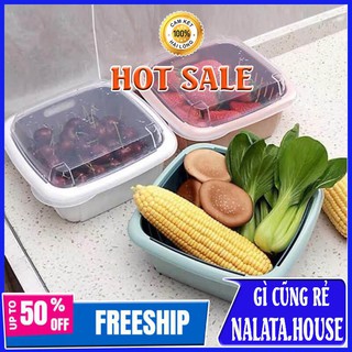 Bộ rổ nhựa – rổ kèm chậu nhựa có nắp đậy tiện lợi ddnb010.