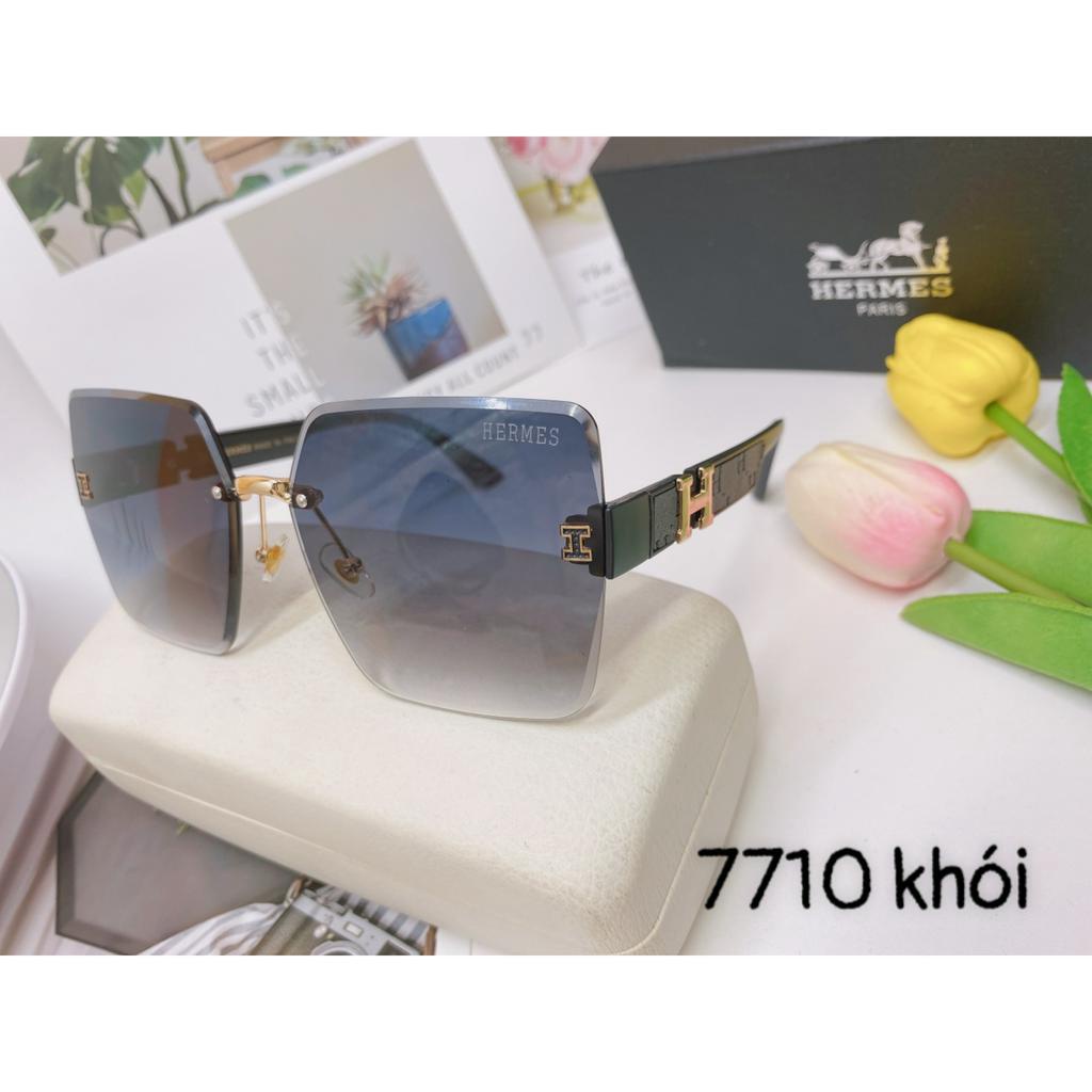 Kính mát thời trang nữ thiết kế form vuông hot trend gọng chữ H 7710- new avirral 2023 tặng bao da khăn lau kính