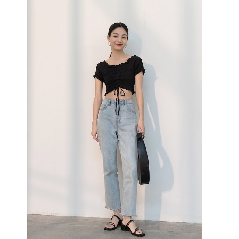 Guốc cao gót nữ 3 cm đế bằng chất da tổng hợp cao cấp HEAKOS