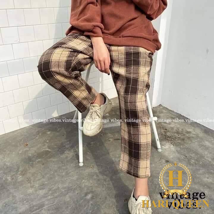 Quần kẻ thô ống rộng NTA0620