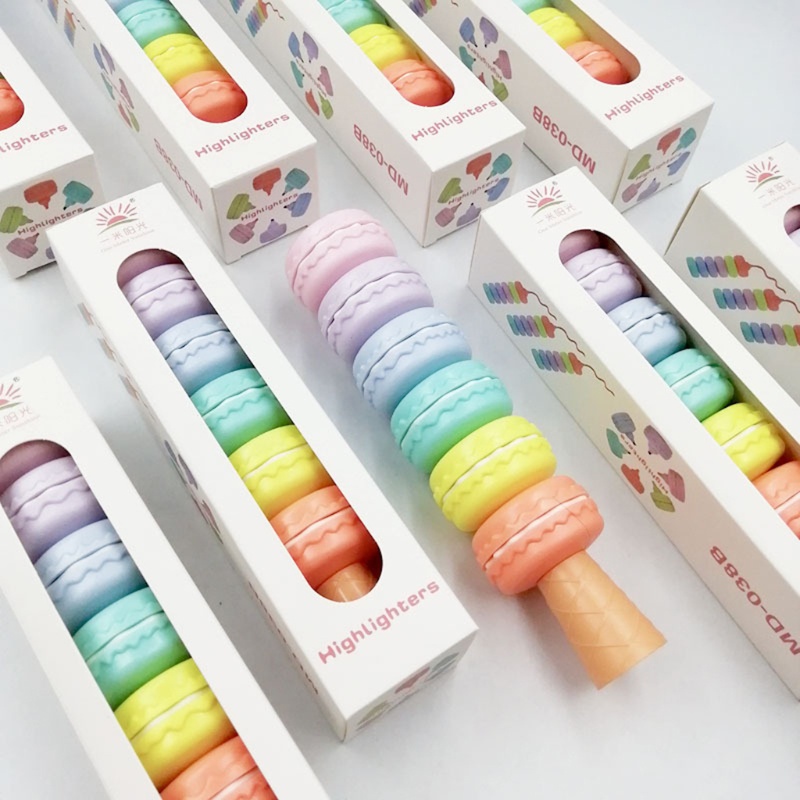 Bút dạ quang mini 6 màu macaron có thể tháo rời đầu to cho trẻ em