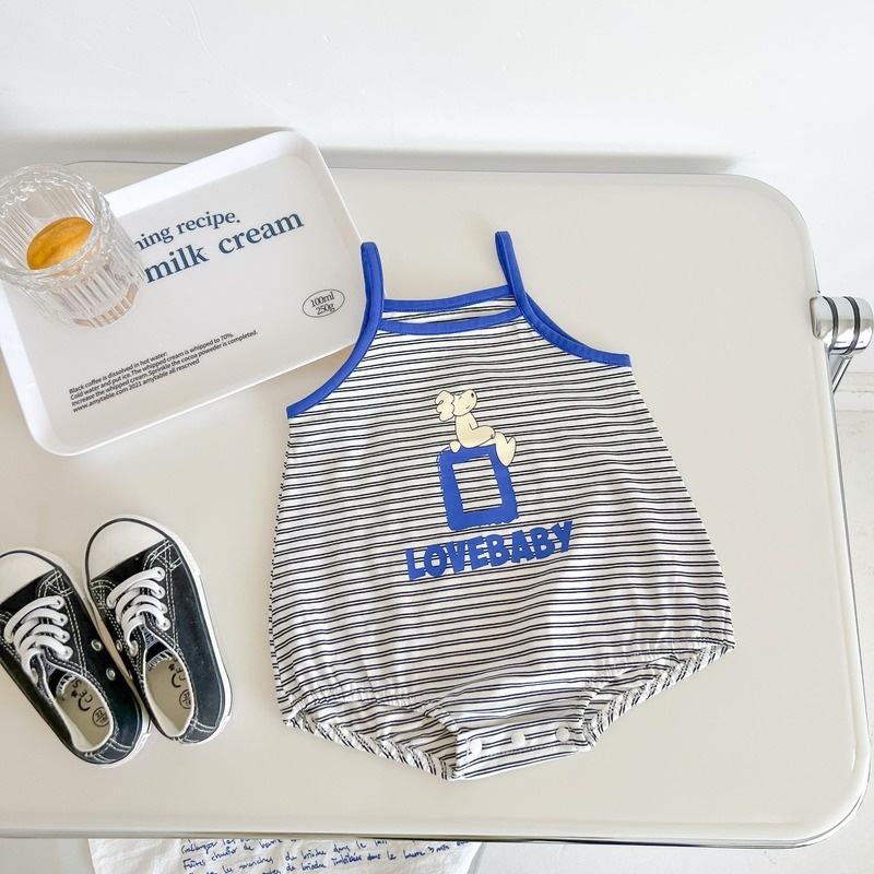 Bộ Áo Liền Quần Bằng Cotton Không Tay Thời Trang Mùa Hè Cho Bé Sơ Sinh 0-2 Tuổi