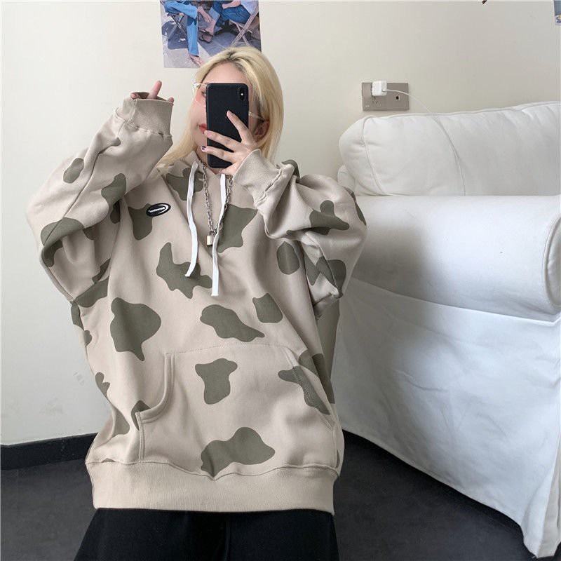 Áo Hoodie Bò Sữa/ Áo nỉ nữ họa tiết loang đen trắng bò sữa cute SIÊU HOT | BigBuy360 - bigbuy360.vn