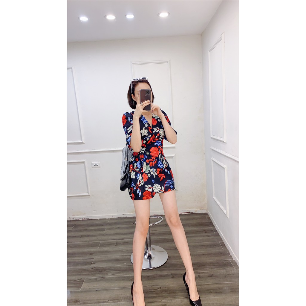 Jumpsuit Zara Chất Tơ Đũi Dáng Tay Bồng