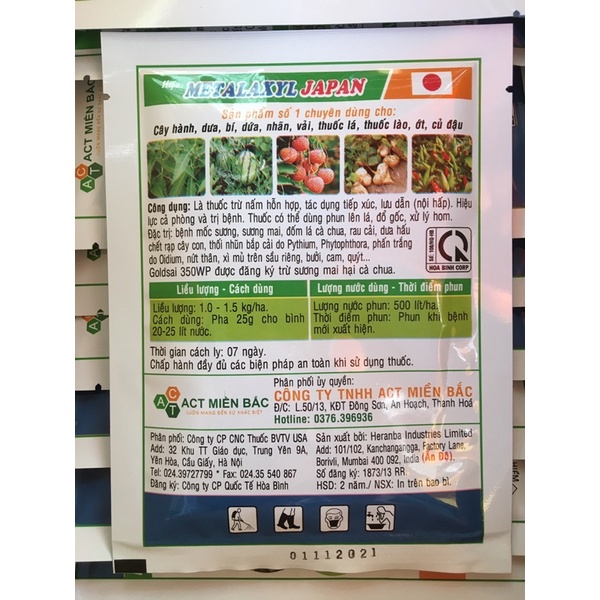 Metalaxy , Siêu sạch : Sương mai , thán thư , lở cổ rể trên cây trồng