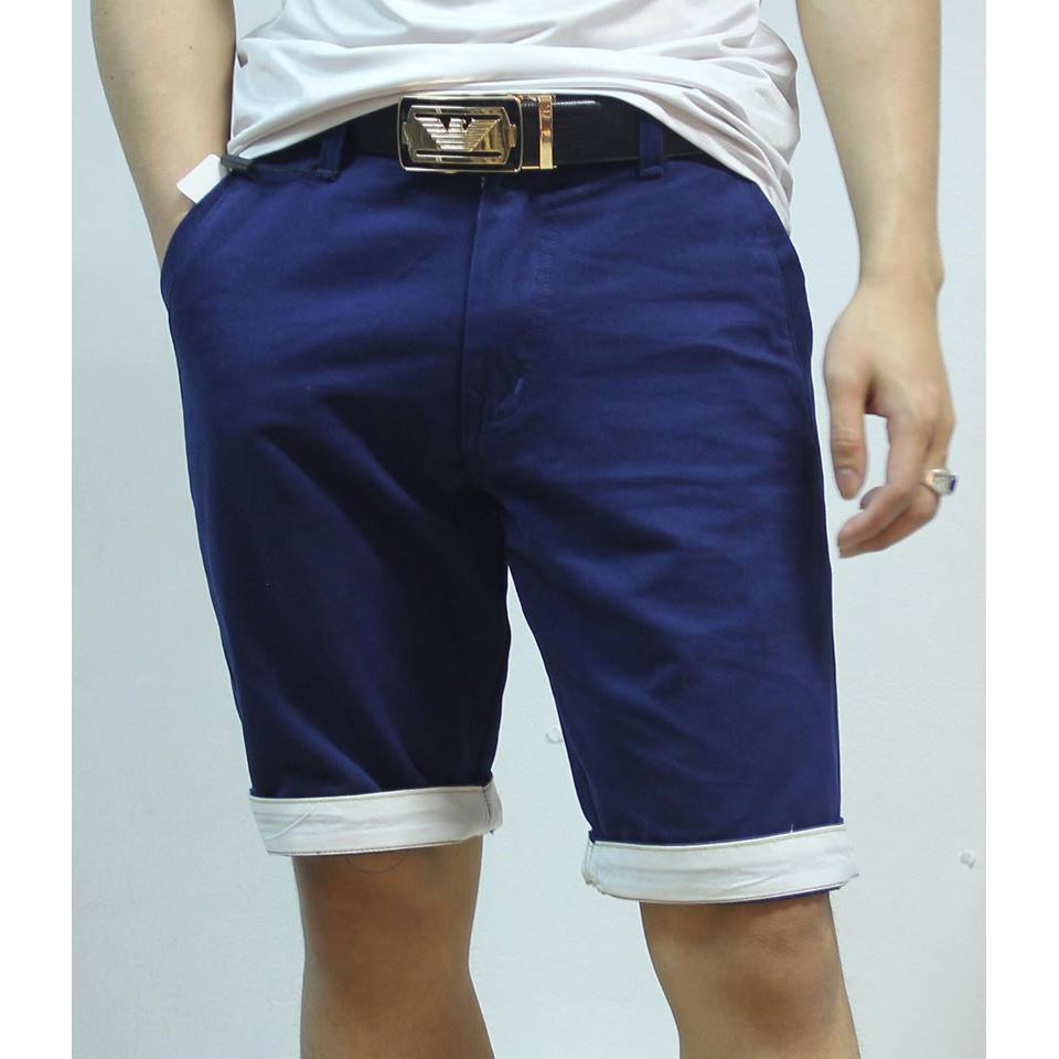Quần short kaki nam màu xanh than chất kaki đẹp kiểu ống rộng phù hợp với nhiều lứa tuổi