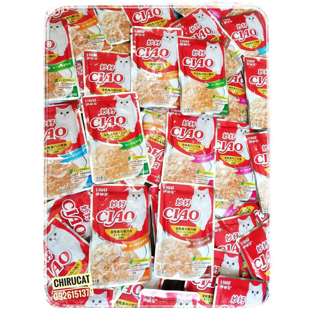 [Mã PET50K giảm Giảm 10% - Tối đa 50K đơn từ 250K] Pate CIAO Cho Mèo Gói 60g Thơm ngon bổ dưỡng