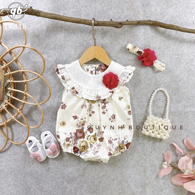 Quần áo trẻ em_Đầm body cổ đính hoa (5-15kg)