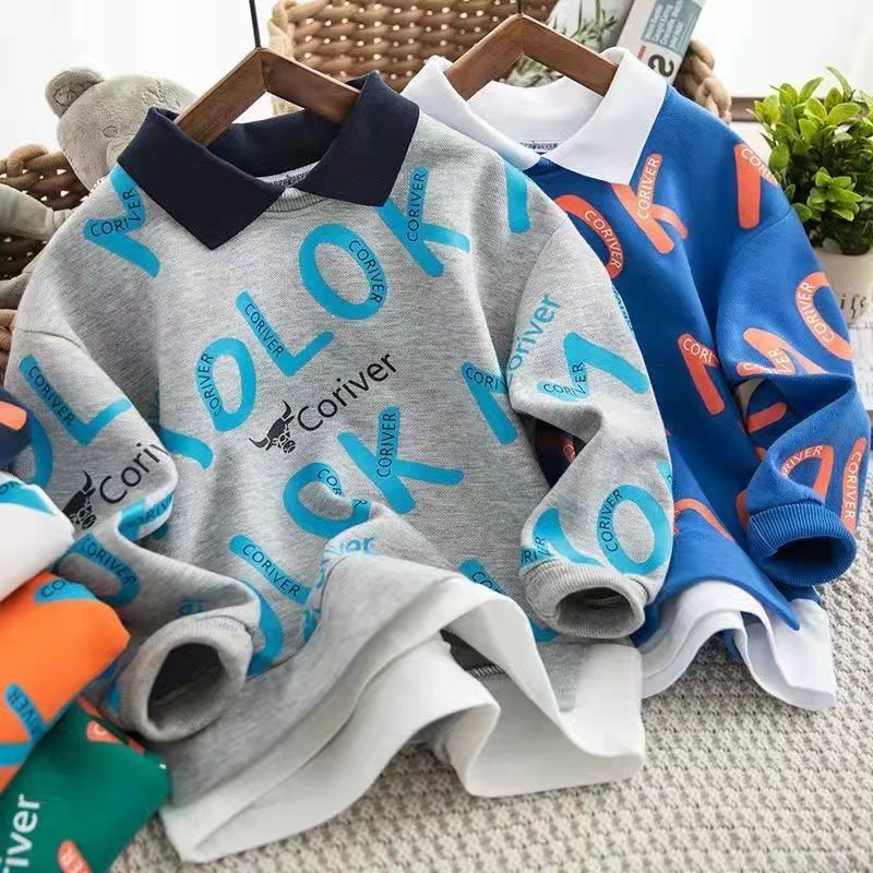 Áo Thun sweater Giả Hai Lớp Thời Trang 2022 Cho Bé Trai