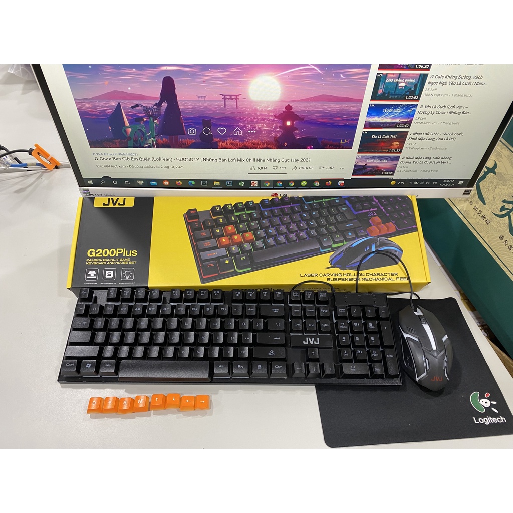 Bộ bàn phím giả cơ TF200 chuột gaming, combo bàn phím chuột bật tắt led sử dụng máy tính bàn, laptop văn phòng