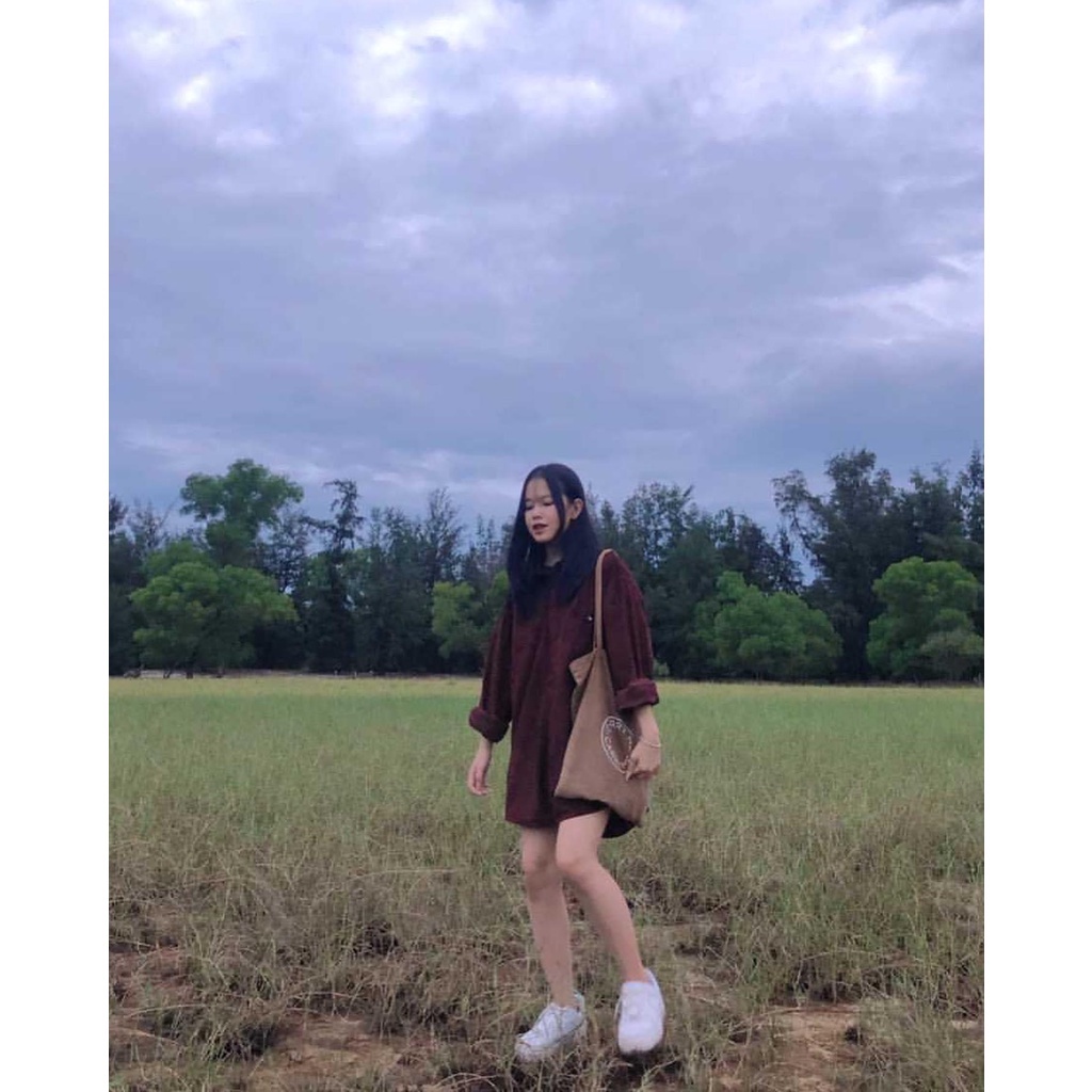 Áo sơ mi nhung tăm 2hand unisex nam nữ