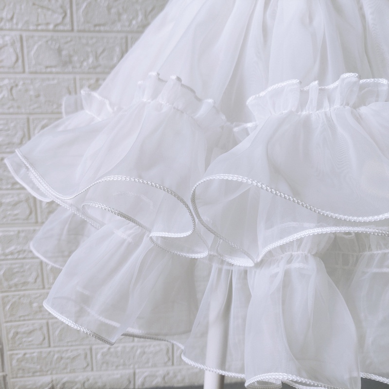 Xiangbao Áo Khoác Pettioline Petticoat Màu Trắng Lưng Thun Nửa Vòng Phong Cách Victorian Cổ Điển