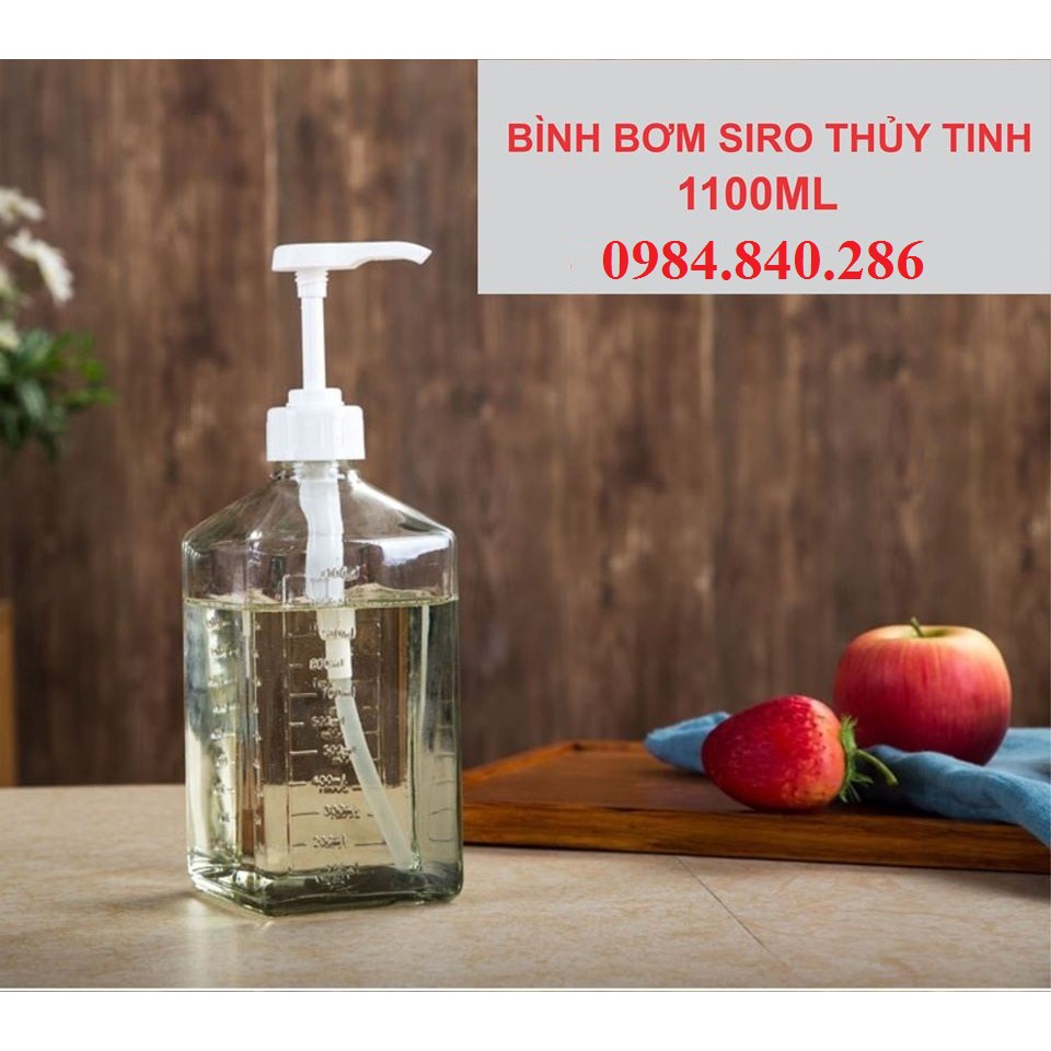 Bình bơm siro thủy tinh 1100ml