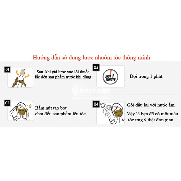 Bộ lược nhuộm tóc thông minh 1 nút bấm phiên bản cao cấp nhiều màu (phủ bạc) | BigBuy360 - bigbuy360.vn