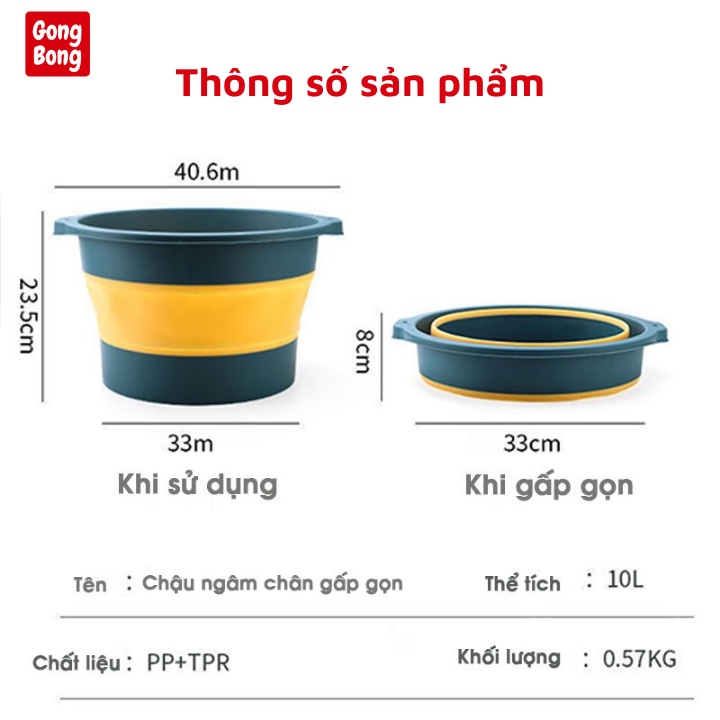 Chậu ngâm chân gấp gọn silicon massage chân thư giãn size to thau gấp gọn thông minh tiện ích gia đình