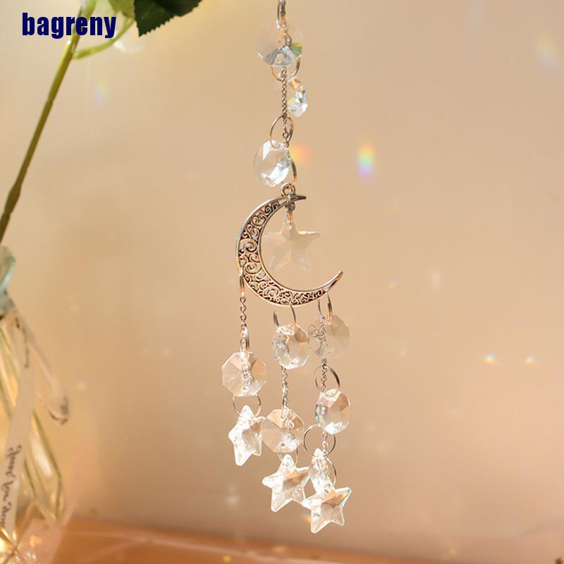 Phụ Kiện Dreamcatcher Hình Mặt Trăng / Mặt Trời Đính Pha Lê Làm Thủ Công Treo Trang Trí Cửa Sổ