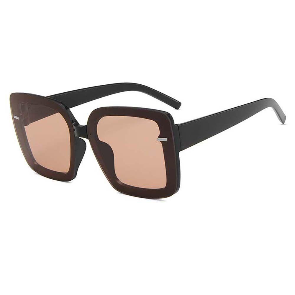 Kính Chống Nắng Gọng Vuông Lớn Bằng Kim Loại Màu Đen Phong Cách Hàn Quốc Thời Trang Cho Nữ