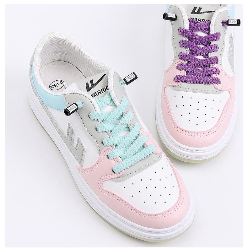 Dây Giày Sneaker Không Cần Buộc Bằng Vải Lông Co Giãn Phối Dây Buộc Nhanh Dành Cho Trẻ Em Người Lớn