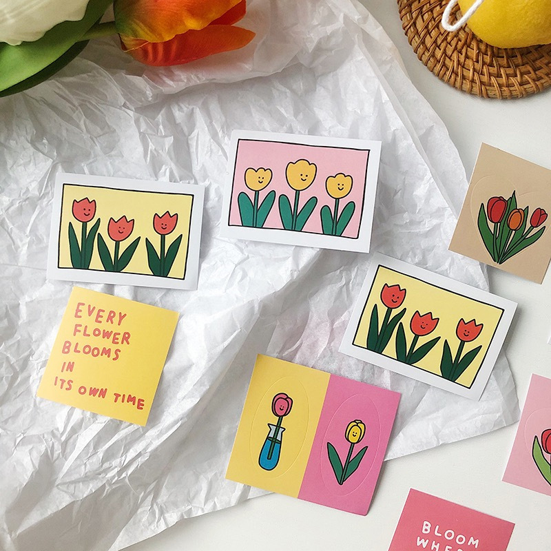 Miếng Dán Hình Hoa Tulip Dễ Thương Dùng Để Trang Trí