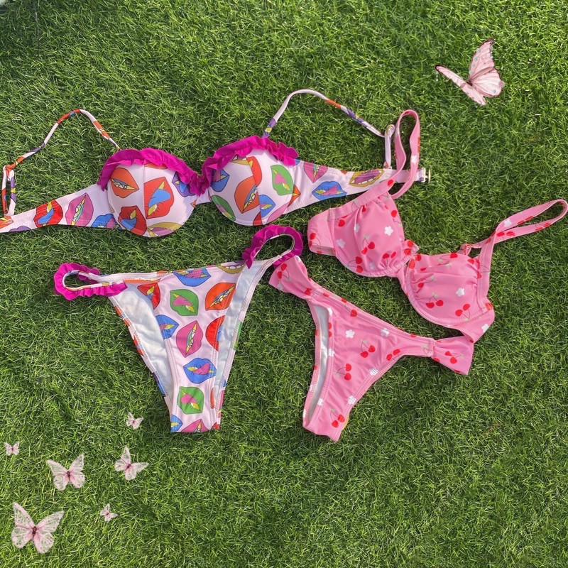 bikini hoạ tiết hồng( Cherry)