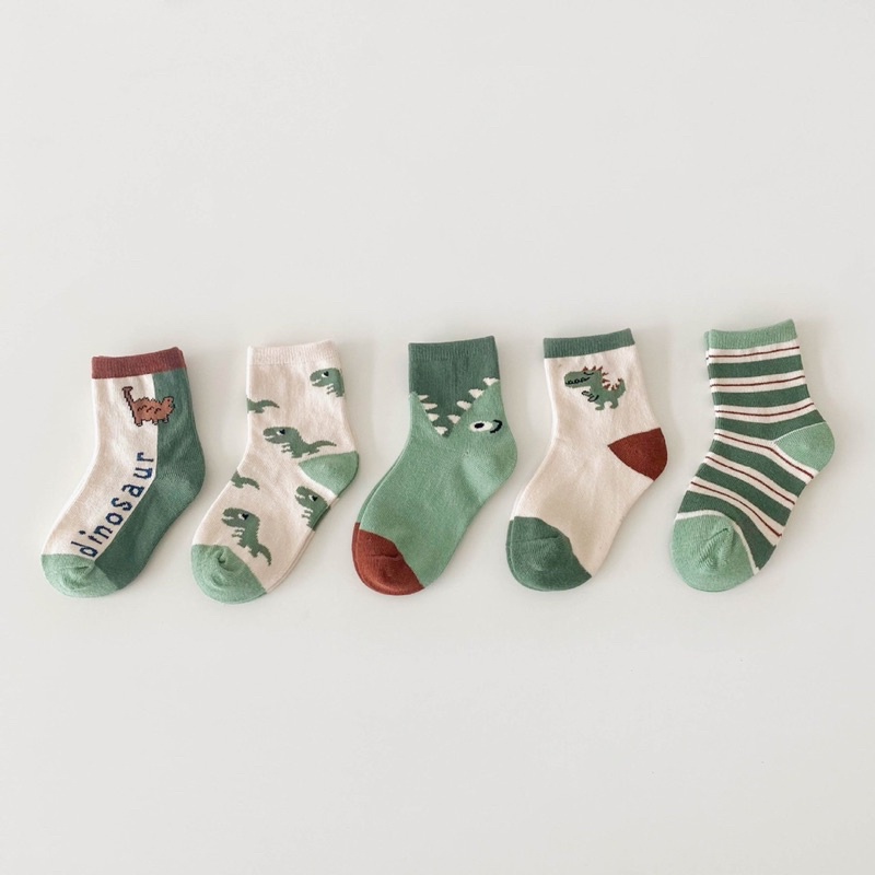set 5 đôi tất cao cổ Vớ cho bé - Set 5 đôi tất cotton dày cổ cao Kids socks họa tiết dễ thương cho bé 0 -2 tuổi