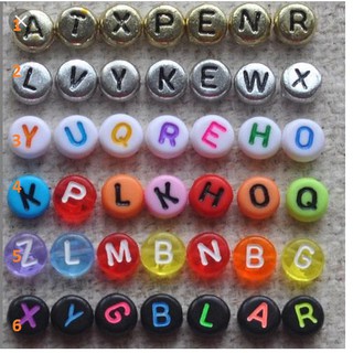 set 35-70 Hạt Chữ Cái tròn, số 4x7mm nhiều màu để chọn (5gam, 10gam)