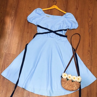 Đầm váy freesize xanh chéo eo
