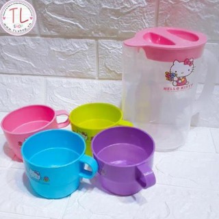 Bộ bình ly nhựa hình hello kitty xinh xắn - Đồ gia dụng