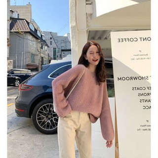 HÀNG SẴN_Áo Len Lông Thỏ Cổ Tròn