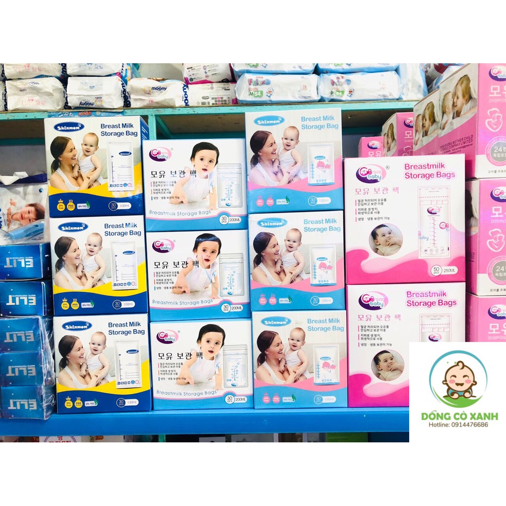(Bao bì mới) Hộp 50,30túi trữ sữa mẹ 100ml,150ml,200ml,250ml GB Baby (Hàn Quốc)
