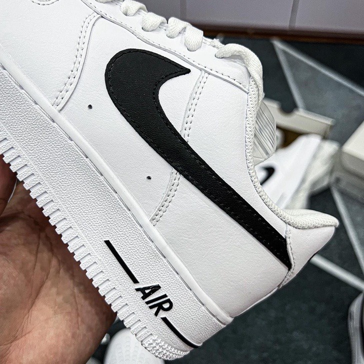 Giày _Nike Air force 1 trắng vệt đen, giày af1 móc đen chuẩn hàng trung Full Phụ Kiện