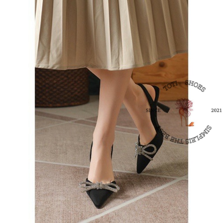 GIÀY THỜI TRANG TOTIIE STORE - SANDAL CAO GÓT BÍT MŨI NHỌN - GUỐC NỮ HẬU THUN 7 PHÂN G2208280