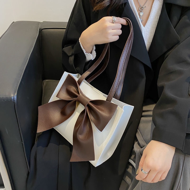 Túi Đeo Chéo Vai Hình Vuông Cỡ Lớn Gắn Nơ Dễ Thương Phong Cách Hàn Quốc Dễ Thương Cho Nữ