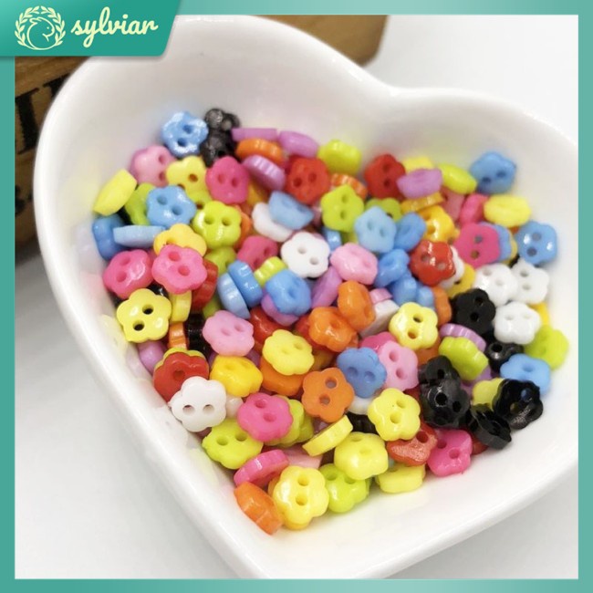 Set 200 Cúc Áo Nhựa Mini 6mm Nhiều Màu Sắc Dùng Để Trang Trí Đồ Thủ Công