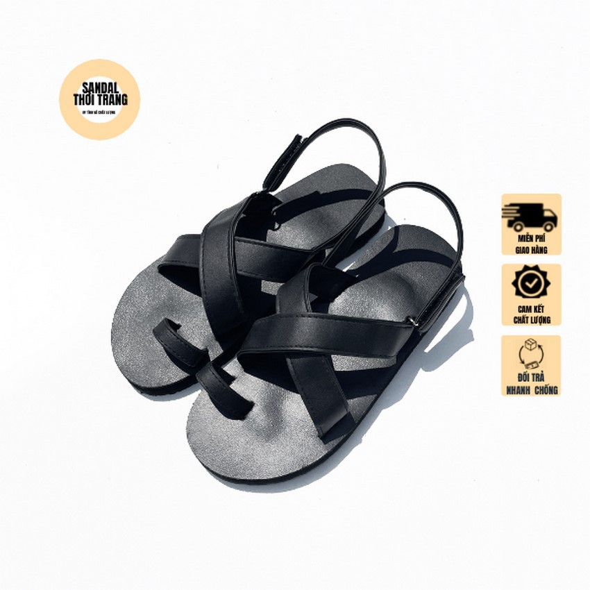 Dép quai hậu nữ nam, SANDALTHOITRANG Sandal nữ đi học A24 Đen/Trắng full size 30-44