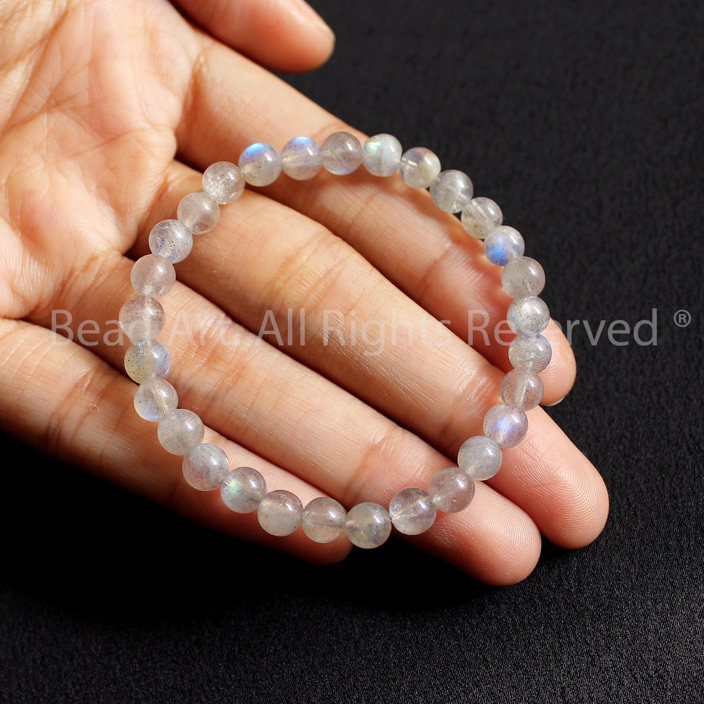Vòng Tay 5MM Hạt Đá Labradorite, Hắc Nguyệt Quang Ánh Cầu Vồng Loại A, Vòng Tay Phong Thuỷ, Chuỗi Hạt S50 - Bead Art