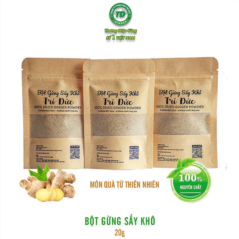Bột gừng sấy khô Trí Đức tốt cho sức khỏe - Gói 20g