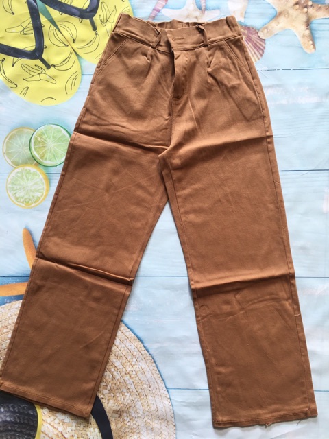 Quần ống rộng, ống suông chun lưng chất kaki mềm phong cách hàn quốc