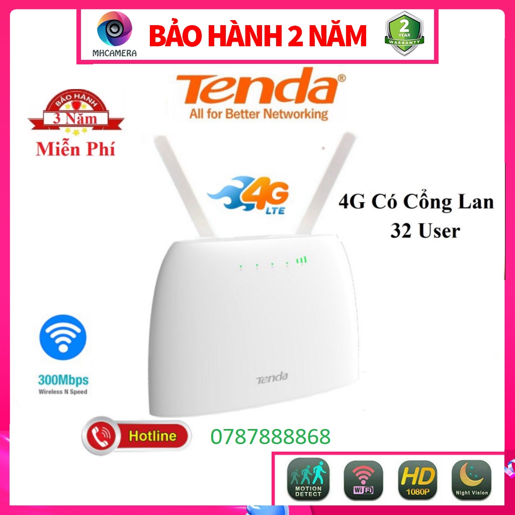 BỘ PHÁT WIFI SIÊU KHỎE 4G / 3G LTE - TENDA 4G03 - MIXIE - 3 CỔNG LAN, 4 ANTEN, Xe Khách, Lắp Camera