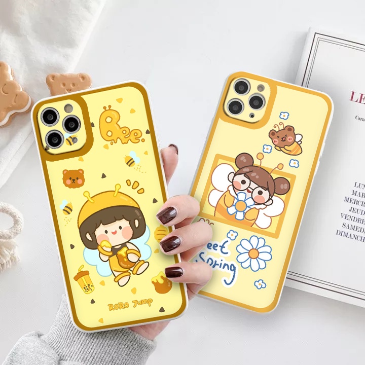 Ốp iphone hot trend Cô bé ong vuông cạnh ốp lưng iphone 6/6splus/7plus/8/8plus/xr/xs/12/13/pro/max/plus/promax tr1196