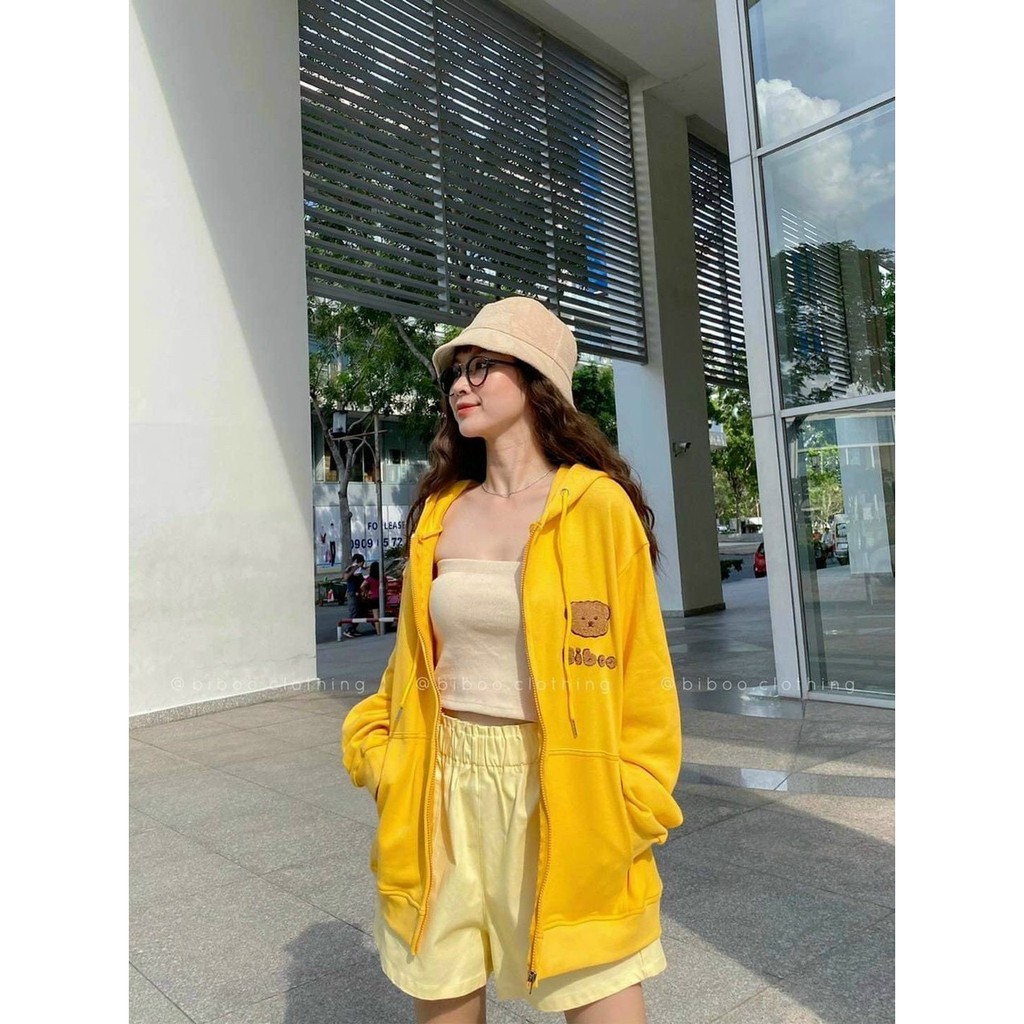 Áo khoác nỉ thêu form nam nữ, nón 2 lớp nhiều màu