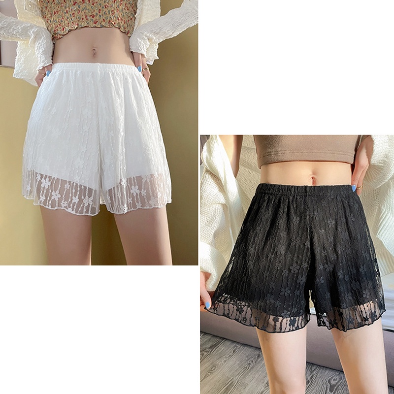 Quần short mặc lót đầm váy dáng rộng phối ren thời trang mùa hè cho nữ