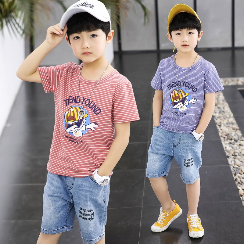 Set Quần Short Jean Áo Thun Phong Cách Cá Tính