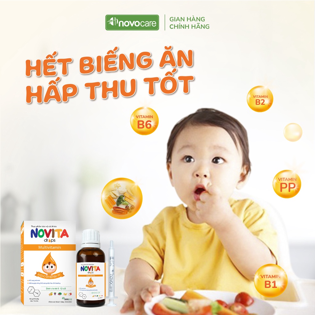 Vitamin tổng hợp cho bé Novocare - Novita vitamin nhỏ giọt giúp tăng đề kháng, giảm ốm vặt, ăn ngon