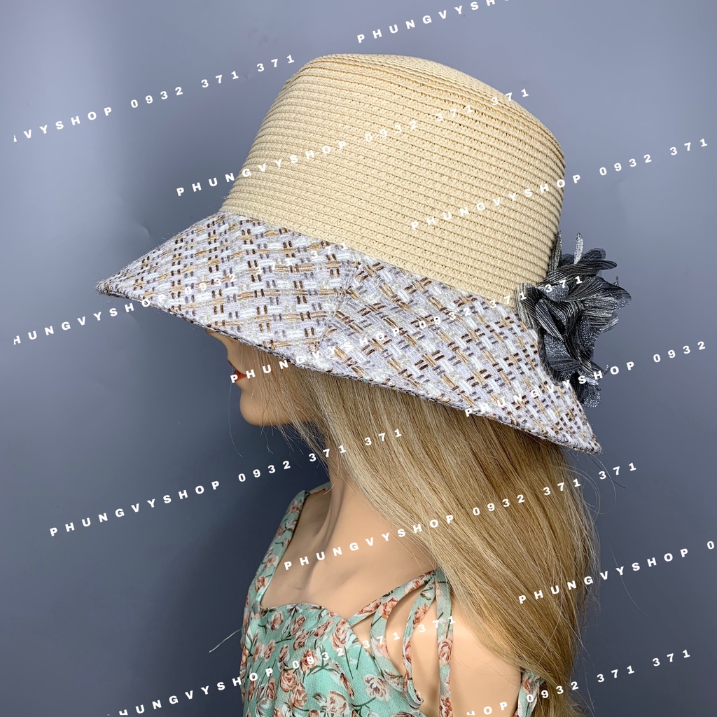 (NT)- Mũ cói VÀNH NHỎ LEN ĐAN- nón đi biển che nắng