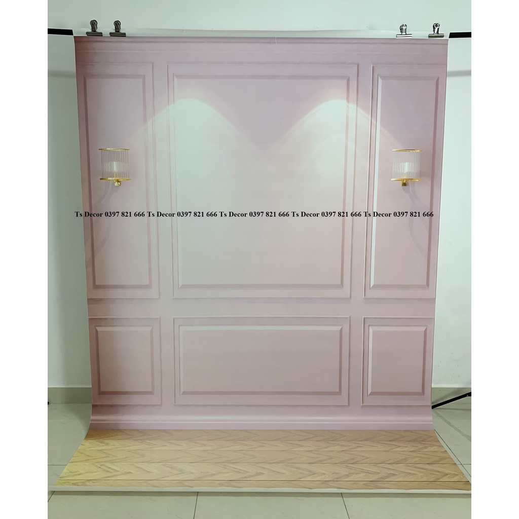 Phồng Nền Livestream Chụp Ảnh 3D 5D Màu Hồng Kute-Tạo Logo Chèn Chữ Miễn Phí