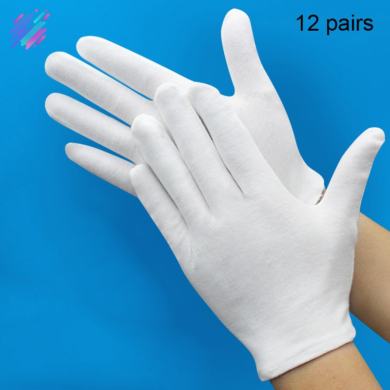 Set 12 găng tay màu trắng chất liệu vải cotton mềm để làm việc tiện dụng | BigBuy360 - bigbuy360.vn